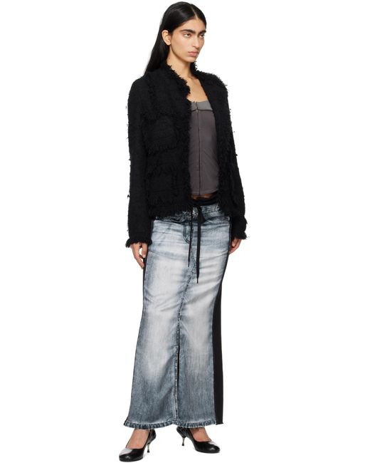 OPEN YY Front Jean Effect Jersey Maxi Skirt in Black | Lyst UK