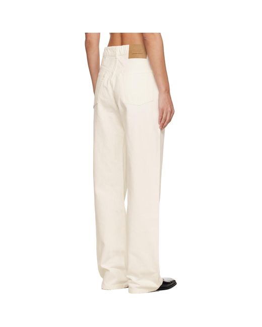 AMI White Off- Cotton Large Fit Jeans