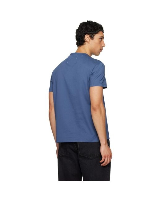 Maison Margiela Blue Distorted Logo T-Shirt for men