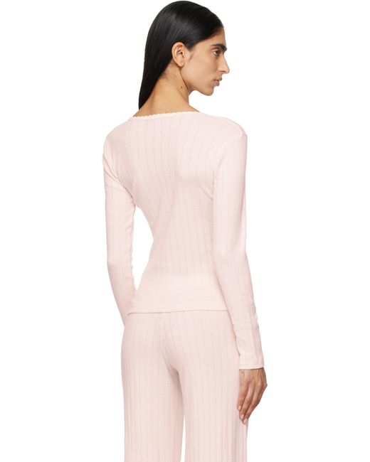 Leset ピンク ポインテール スリムフィット 長袖Tシャツ Pink