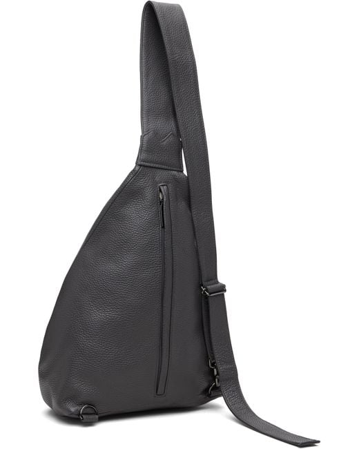 Yohji Yamamoto Black Tuck Sling Medium Bag