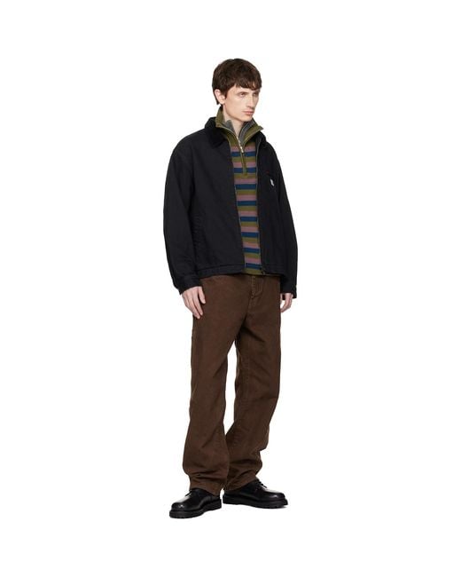 vowels Black Cord Collared Zip-Up Denim Jacket for men