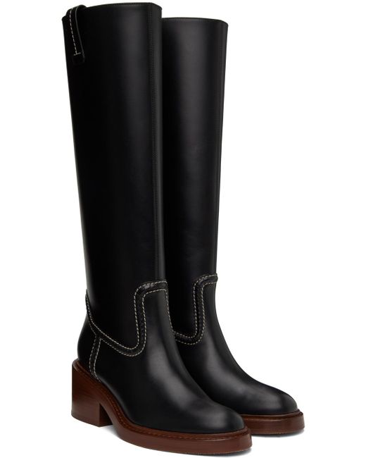 Chloé Black Knee Leather Boots