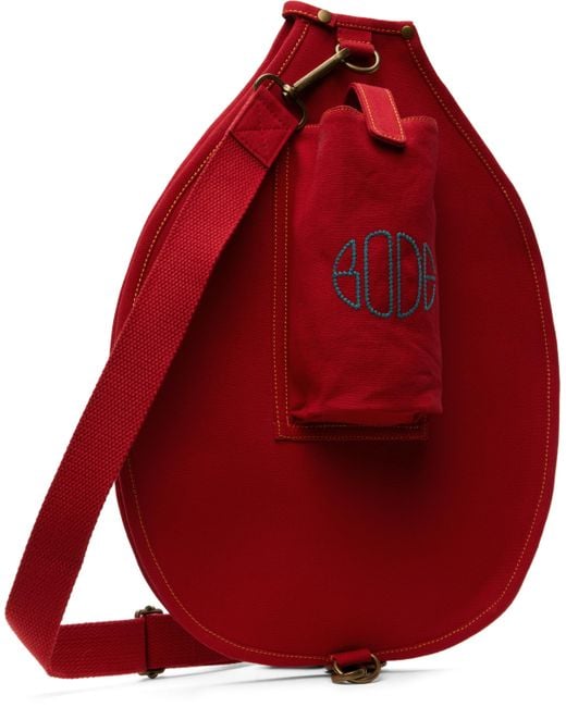 Bode ブルー＆レッド ニードルポイント ラケットバッグ Red