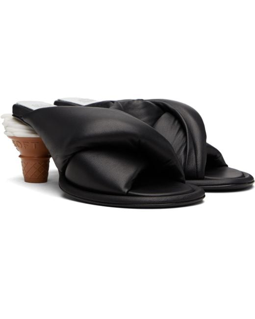 Maison Mihara Yasuhiro Black Soft Serve Heel Puffer Heeled Sandals