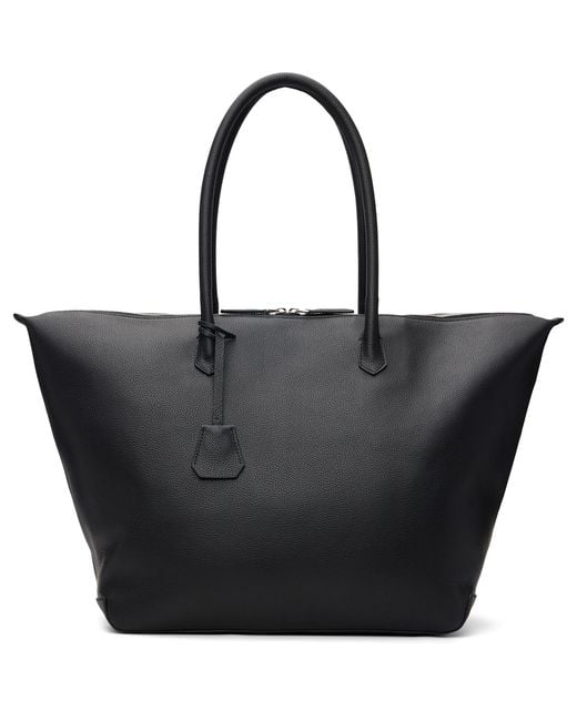 TONYWACK Black Grain Leather Large Weekender Bag for men