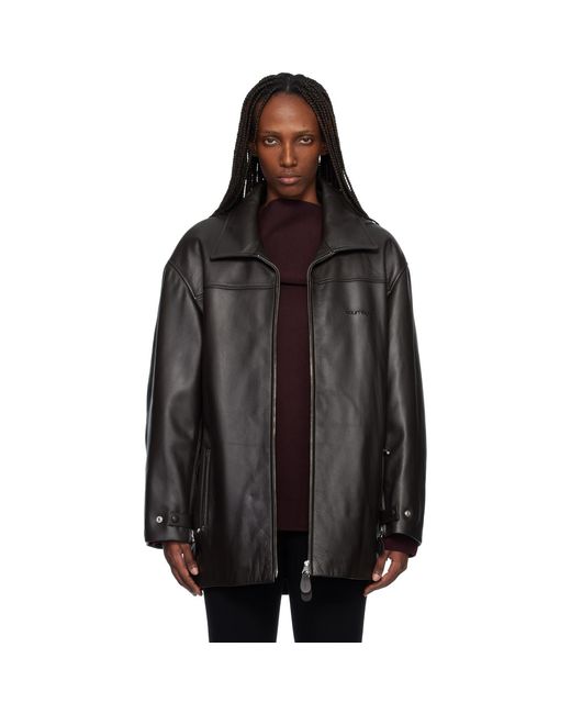 Courreges Black Oversized Leather Jacket