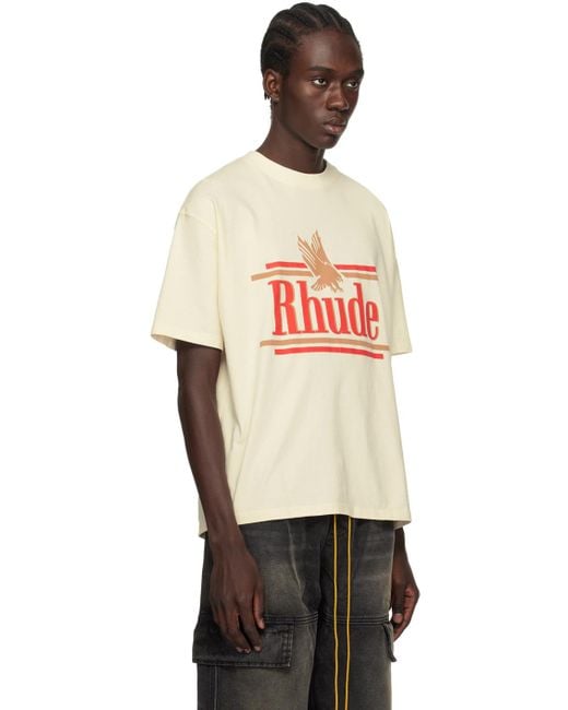T-shirt rossa blanc cassé Rhude pour homme en coloris Black