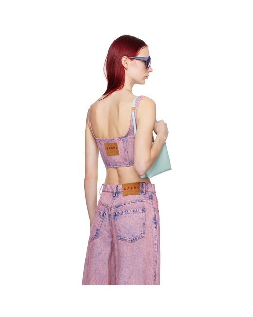 Marni Pink Paneled Denim Tank Top