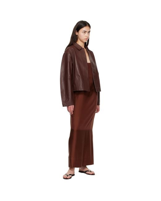 St. Agni Brown Cocoon Leather Jacket