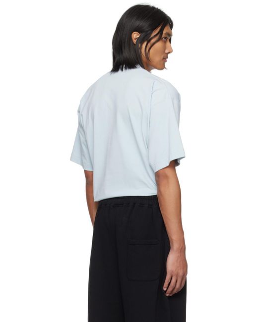 メンズ VTMNTS ブルー ロゴ刺繍 Tシャツ White