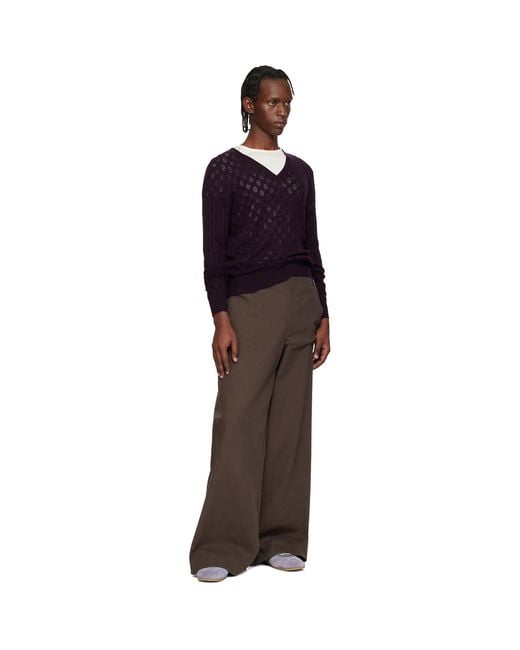 Dries Van Noten Blue Open-Knit Sweater for men