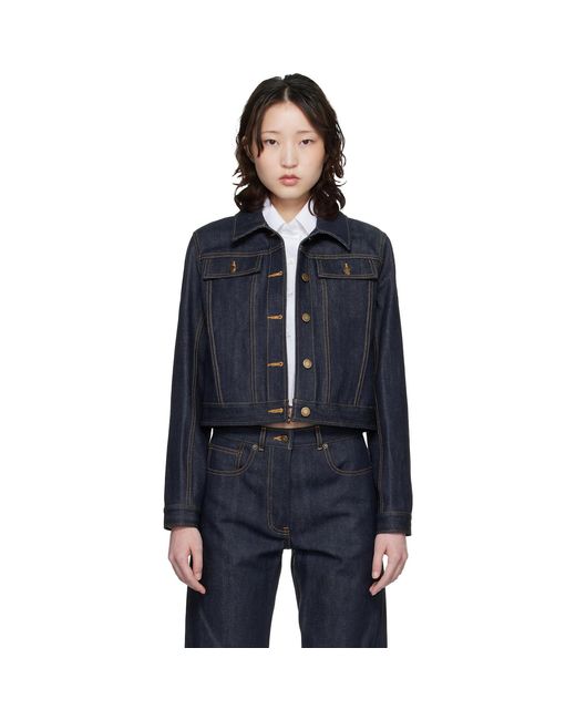 Thom Browne Black Shrunken Selvedge Denim Jacket