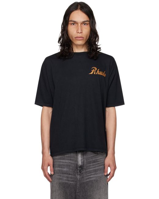 Rhude Black 'sales And Service' T-shirt for men
