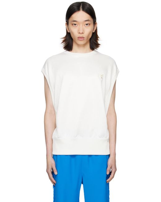 Needles Blue Off-white Embroidered Tank Top for men