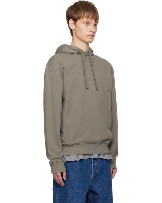 HUGO Multicolor Taupe Cotton-Terry Relaxed-Fit Hoodie for men