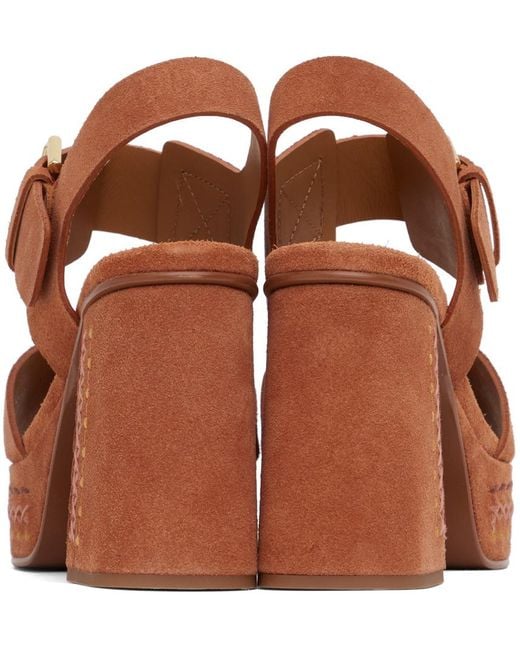 See By Chloé Brown Orange Pheebe Platform Sandals