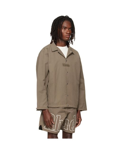 Rhude Brown Taupe Logo Coaches Jacket for men