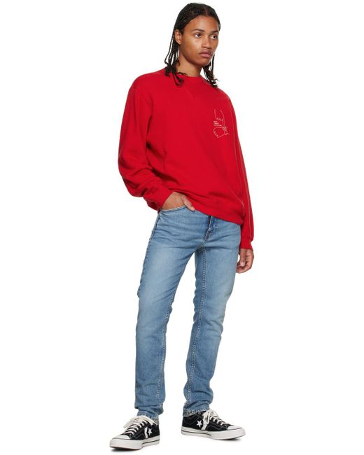 Nudie Jeans Red Lasse Sweatshirt for men