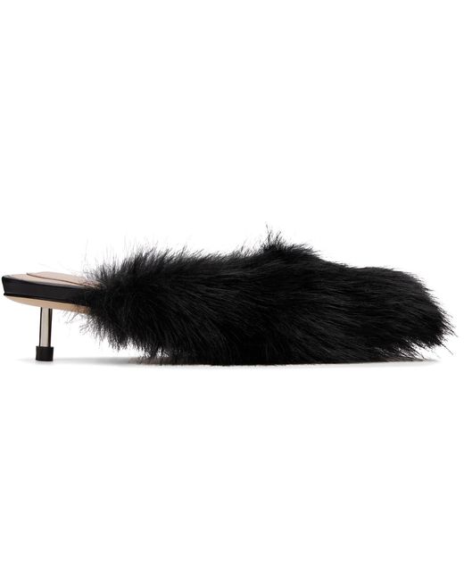 Simone Rocha Black Faux Fur Mule Heels