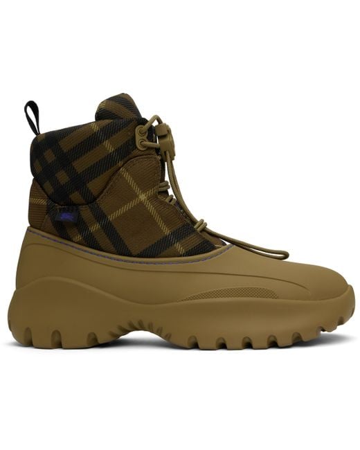 Burberry Black Khaki Check Scoot Trek Boots for men