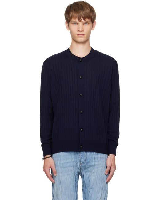 Bottega Veneta Blue Wool Rib Cardigan for men
