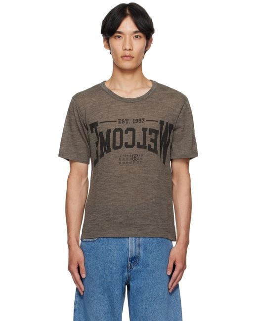 MM6 by Maison Martin Margiela Black Taupe 'Welcome' T-Shirt for men