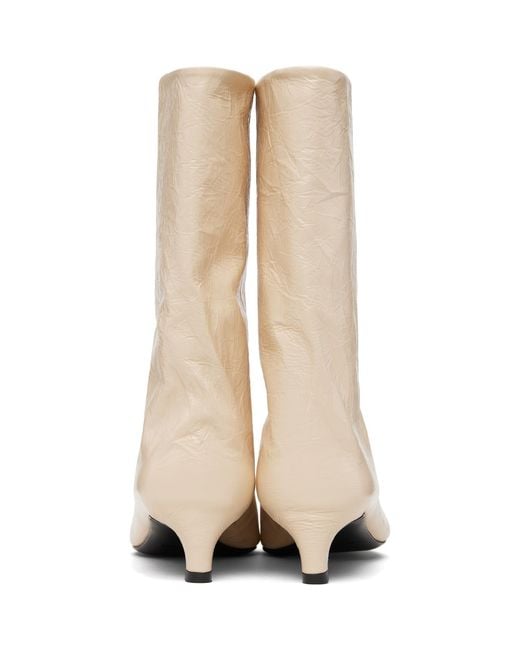 Jil Sander Natural Off- Crinkled Calfskin Boots