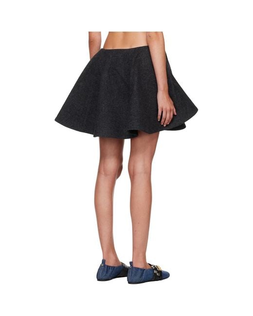 Ganni Black Peacoat Wool Miniskirt