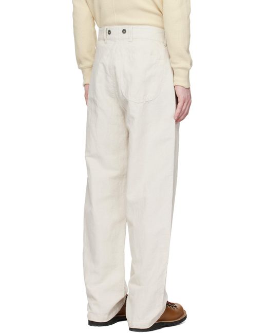Nigel Cabourn White Off- Carpenter Trousers for men