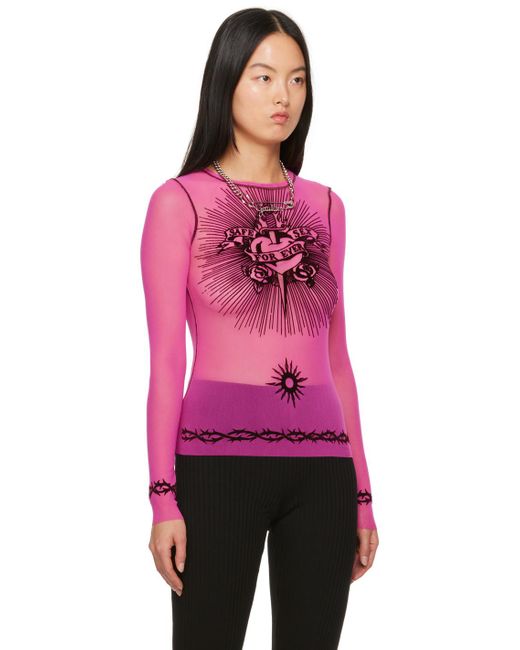 Jean Paul Gaultier Pink 'safe Sex' Long Sleeve T-shirt