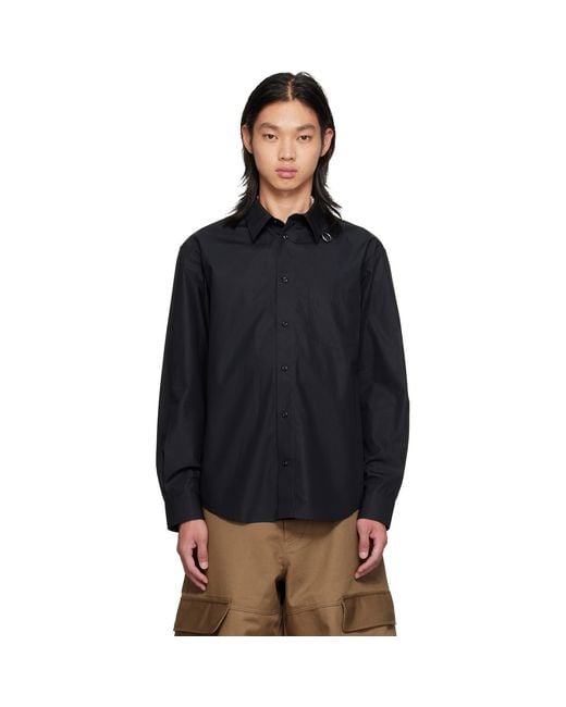 Simone Rocha Black Split Ring Classic Shirt for men