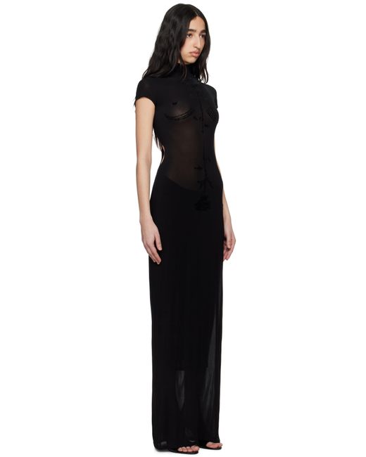 Jean Paul Gaultier ブラック Light Viscose Jersey ノースリーブ マキシワンピース Black