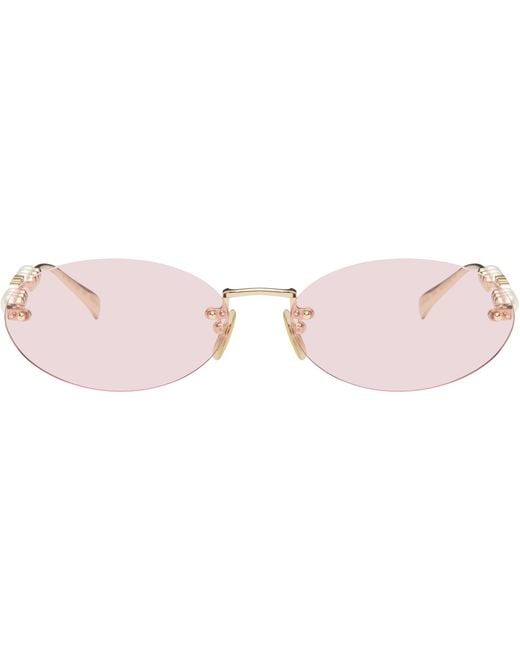 Gucci Pink Pearl Oval Frame Sunglasses