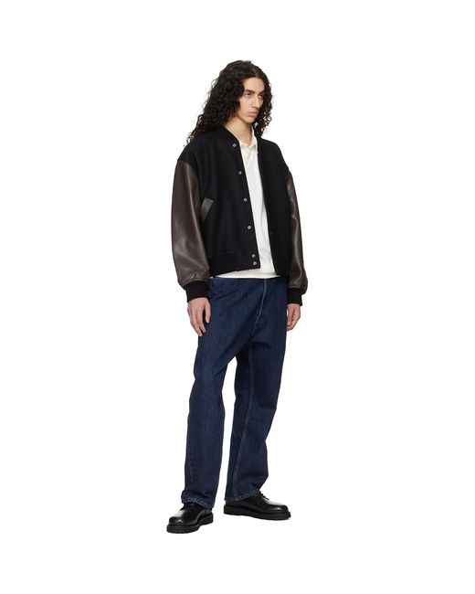 Studio Nicholson Black Alph Leather Bomber Jacket for men