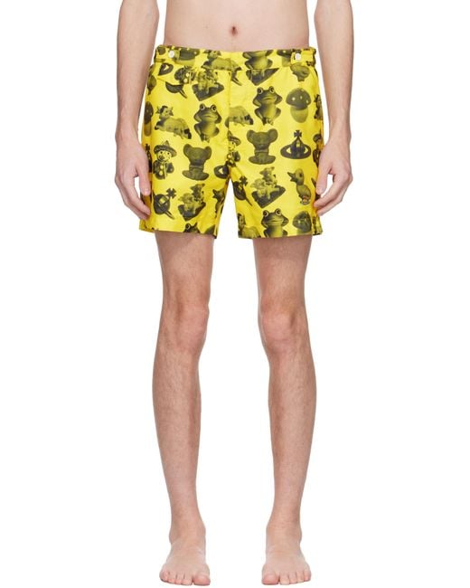 Vivienne Westwood Yellow Figurines Classic Swim Shorts for men