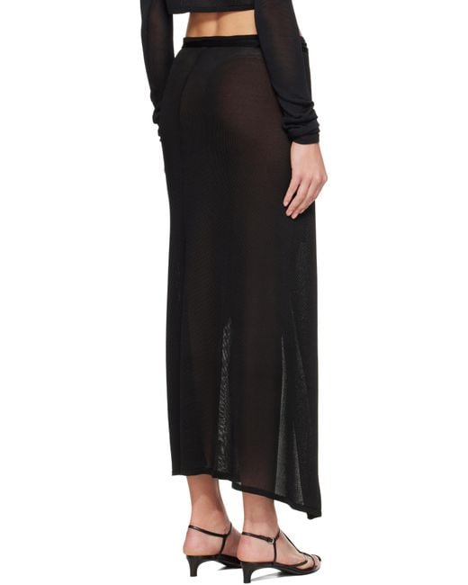 Frankie Shop Black Alsen Thin Knit Wrap Maxi Skirt