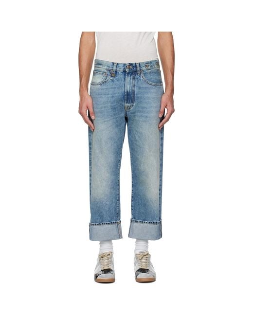R13 Blue Cuffed X-Boyfriend Jeans for men