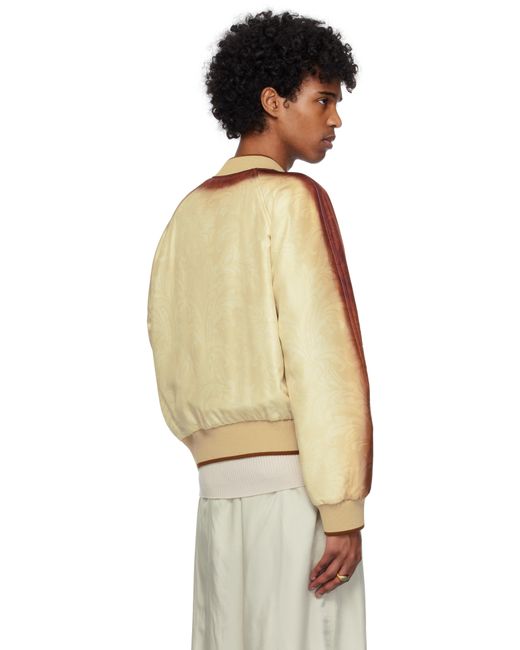 メンズ Dries Van Noten ベージュ サテン ボンバージャケット Multicolor