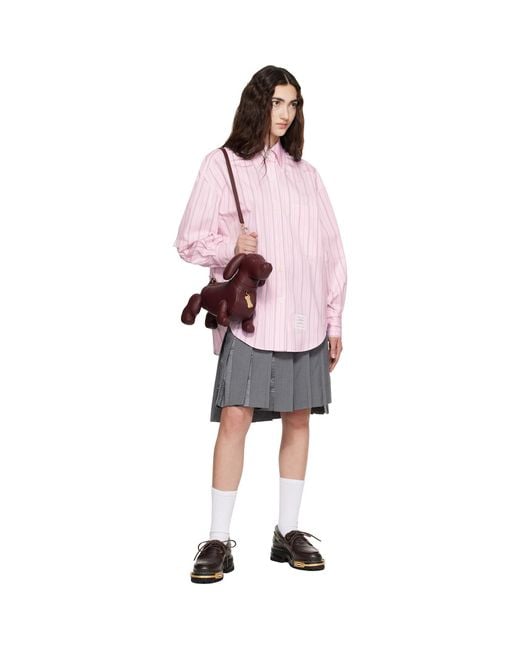 Thom Browne Pink Hairline Stripe Poplin Supersized Shirt