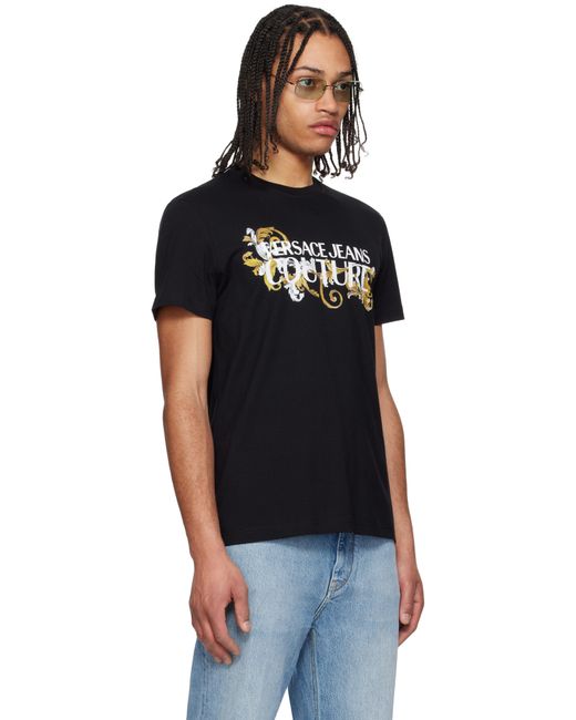 メンズ Versace Jeans Couture ブラック バロック ロゴ Tシャツ Black
