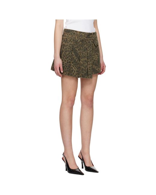 ANDERSSON BELL Black Khaki Leopard Wrap Skort