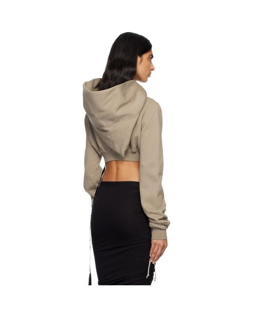 Rick Owens Black Taupe Concordians Micro Mountain Hoodie