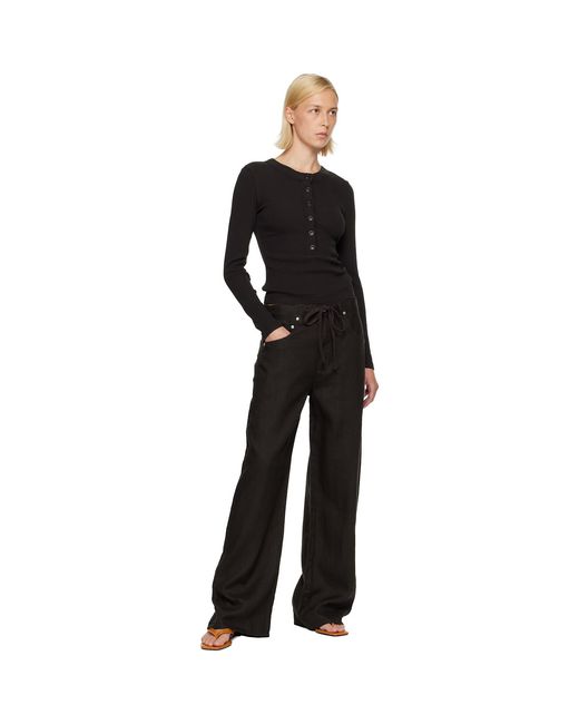 Citizens of Humanity Black Brynn Drawstring Linen Trousers