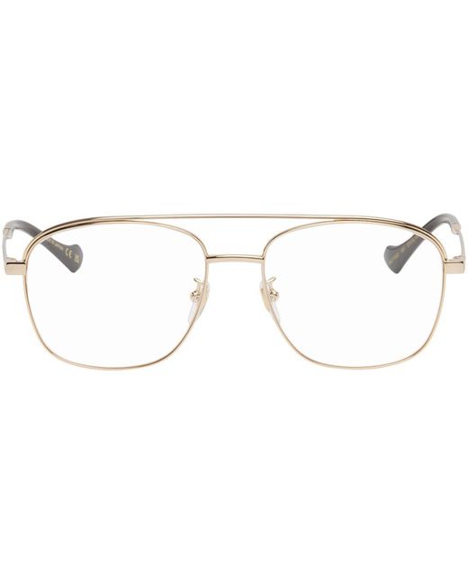 Gucci Black Gold Aviator Glasses for men