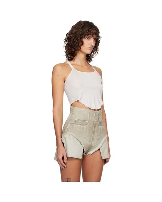 Rick Owens Black Off- Temple Basic Cropped Tank Top