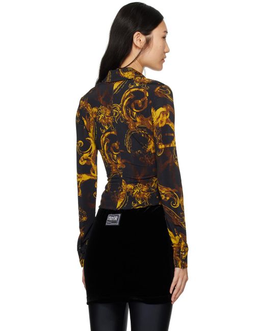Chemise à manches longues noire à image à logo imprimée Versace en coloris Black