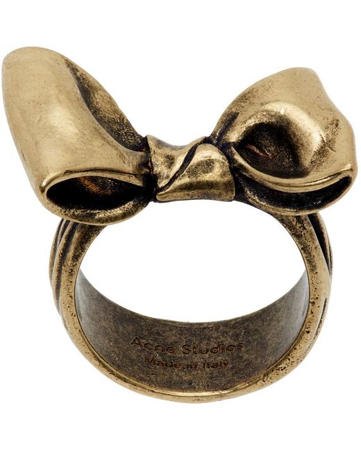 Acne Brown Gold Karen Kilimnik Edition Bow Ring for men