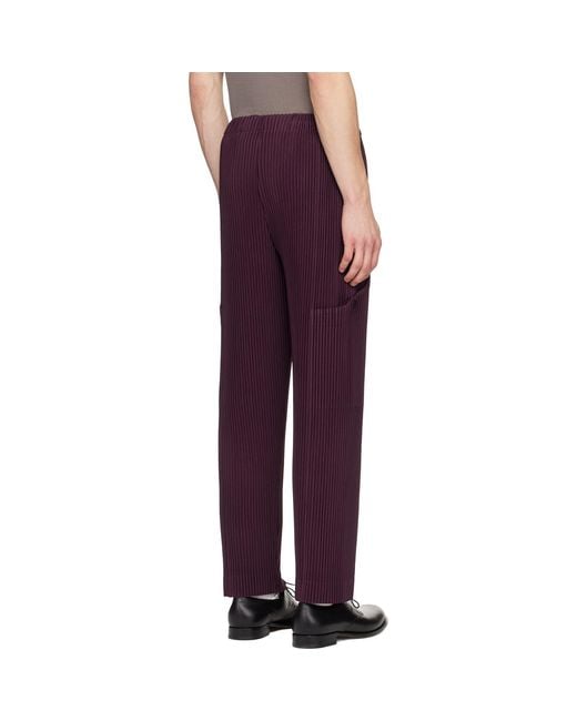 Homme Plissé Issey Miyake Purple Burgundy Quarry Trousers for men