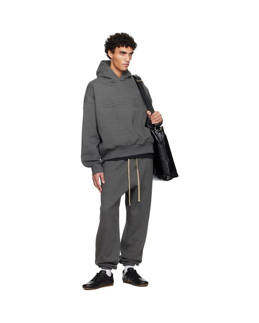 Fear Of God Gray Holiday Embossed 'Essentials' Classic Hoodie for men